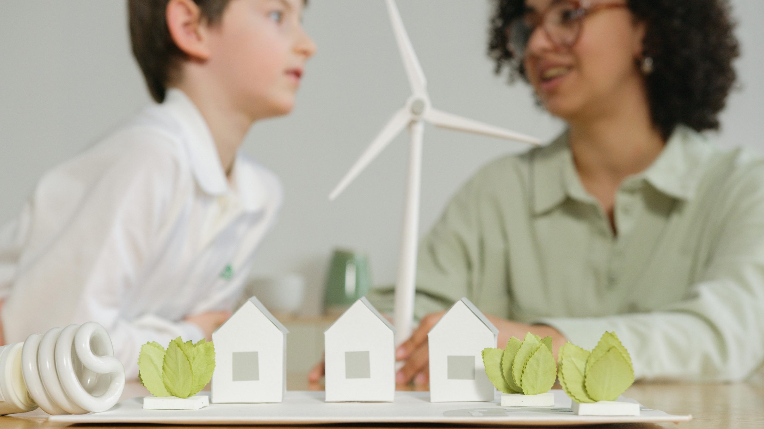 Image Showing Mother & Son With Paper Houses